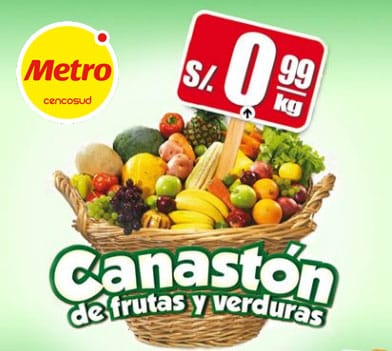 Canastón de frutas y verduras en metro